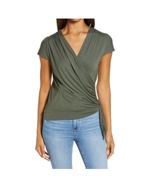 Loveappella Faux Wrap Top - Green