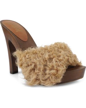 Zigi Genuine Shearling Platform Sandal - Brown