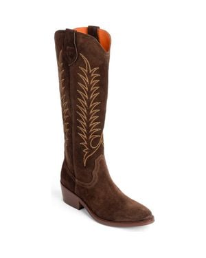 Penelope Chilvers Blanca Embroidered Western Boot - Brown
