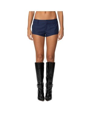 Edikted Harrison Pinstripe Low Rise Microshorts - Blue