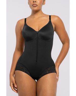 Shapellx Tummy Control Zip-Up Brief Bodysuit - Black