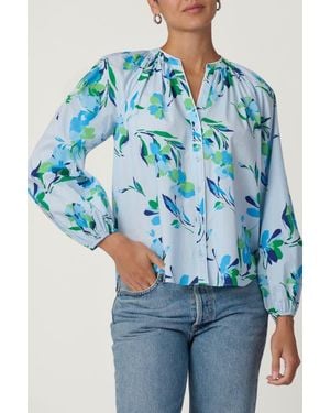Shoshanna Seabreeze Print Poplin Mira Top - Blue