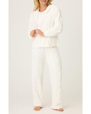 Pj Salvage Cozy Chenille Cable Knit Pajamas - Natural