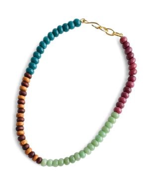Madewell Wood & Semiprecious Stone Beaded Necklace - Green