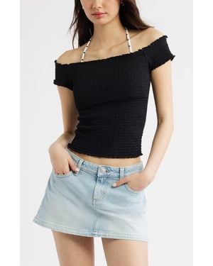 BP. Off The Shoulder Smocked Top - Black