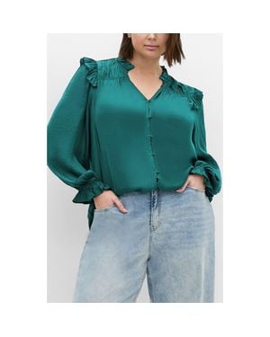 City Chic Jocelyn Ruffle Gathered Top - Green