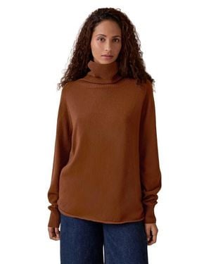 Celtic & Co. Supersoft Slouchy Turtle Neck Sweater - Brown