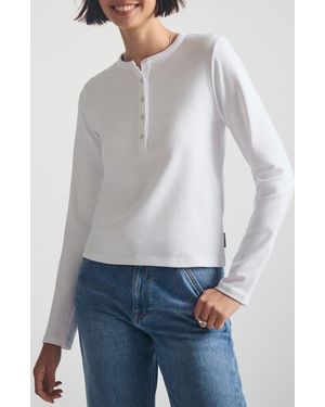 Brooklyn Industries Long Sleeve Stretch Cotton Crop Henley - Gray