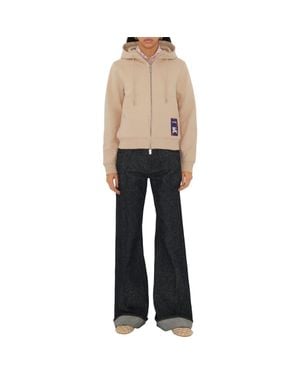 Burberry Check Label Cotton Zip Hoodie - Blue