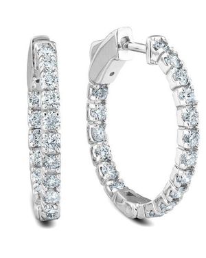 Bliss Diamond 1Ct Diamond Hoops Inside Outside 1 Tall Lab Grown - White