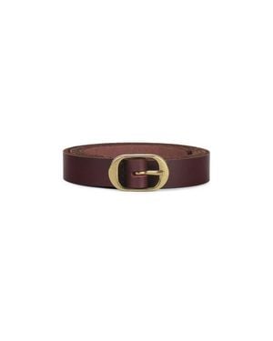 EZRA ARTHUR Oval Buckle Leather Belt 18Mm - Brown