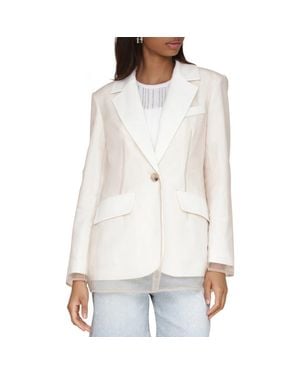 Avec Les Filles Sheer Overlay Blazer - White
