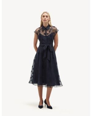 Hobbs Tess Sheer Polka Dot Shirt Dress - Blue