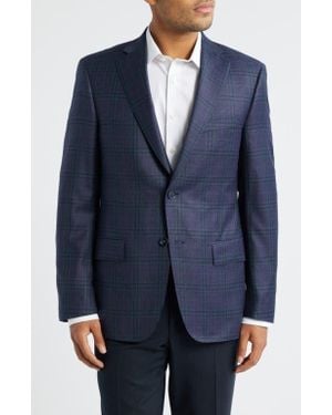 Heritage Gold Milano Contemporary Fit Plaid Super 130S Wool Sport Coat - Blue