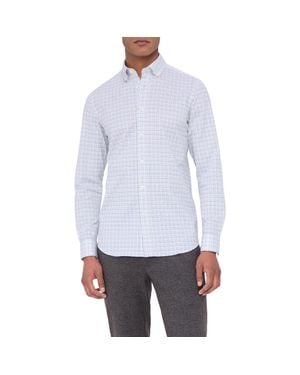 Bugatchi James Ooohcotton Tattersall Check Button-Down Shirt - White