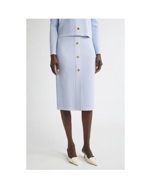 St. John Mixed Stitch Flatback Rib Skirt - Blue