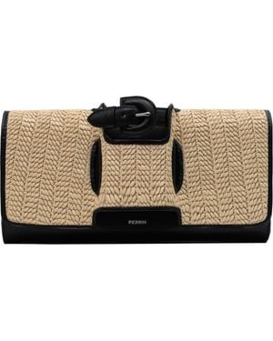 PERRIN Paris La Parisienne Clutch Raphia - Black