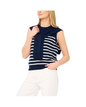 Halogen® Stripe Front Tie Sleeveless Sweater - Blue