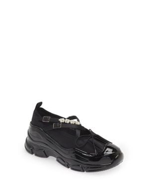 Simone Rocha Classic Crisscross Strap Tracker Sneaker - Black