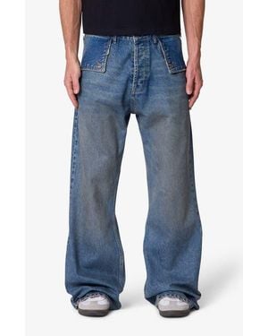 MNML Mule Pocket Kick Flare Jeans - Blue