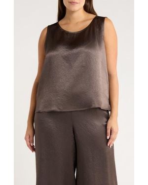 Eileen Fisher Crinkle Satin Shell - Brown