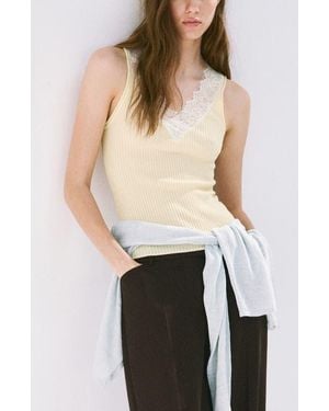 Mango Lace Trim Lyocell Tank - Black