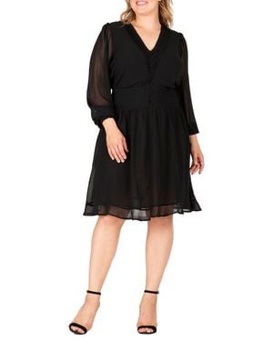 Standards & Practices Cutout Back Long Sleeve Dress - Black
