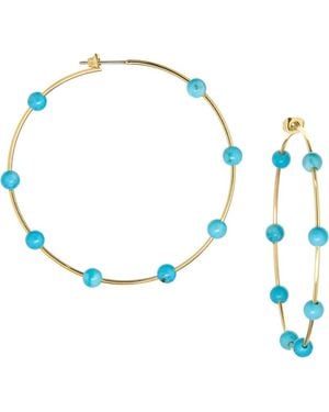 Marlyn Schiff Ball Hoop Earrings - Blue