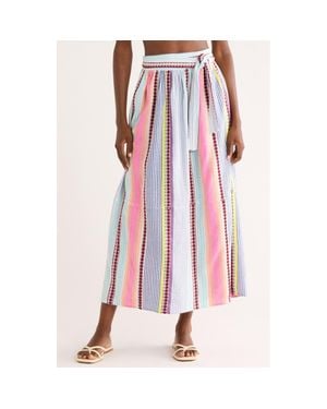 lemlem Tola Embroidered Cover-Up Wrap Maxi Skirt - Blue