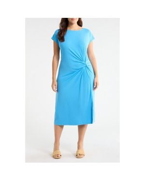Caslon Twist Cotton Blend Knit Midi Dress - Blue