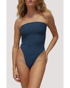 Stone Fox Paola Macramé Strapless One-Piece Swimsuit - Blue