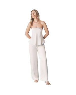 Six Stories Bandeau Satin Flippy Top - White