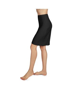 Memoi High Waist Bonded Half Slip Skirt - Black