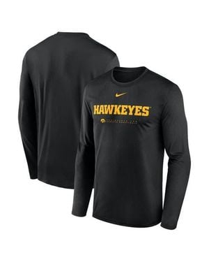 Nike Iowa Hawkeyes 2025 Courtside Basketball Shootaround Legend Dri-Fit Long Sleeve T-Shirt - Black