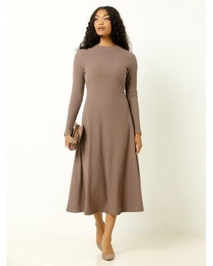 Single Stitch Ribbed Midi Dress - Natural