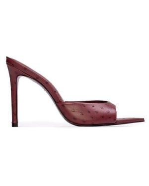 Black Suede Studio Brea Ostrich Mule - Red