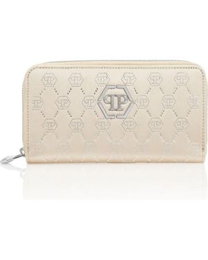 Philipp Plein Zip Around Wallet - Natural