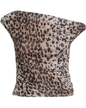 Open Edit Cap Sleeve Mesh Top - Black