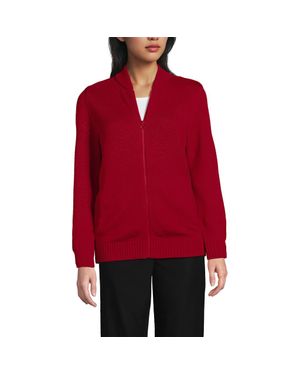 Lands' End School Uniform Adult Legacy Full Zip Cardigan - Red