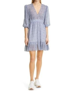 byTiMo Ditsy Floral Dobby Chiffon Fit & Flare Dress - Blue