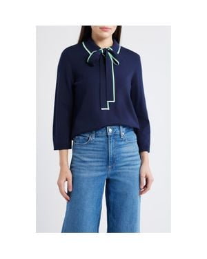 Wit & Wisdom Tipped Bow Sweater - Blue