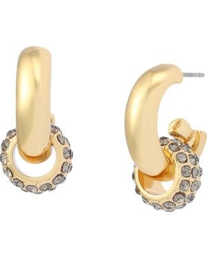 Kurt Geiger Rondelle Pavé Huggie Hoop Drop Earrings - Metallic