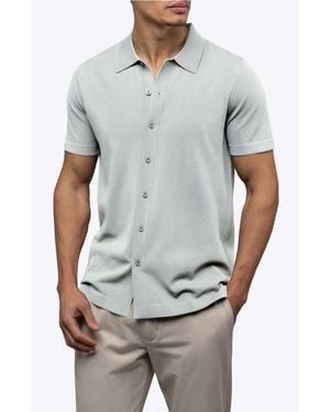 Cuts Riviera Cotton Blend Knit Camp Shirt - Gray