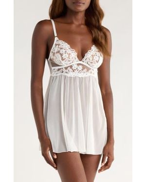 Kilo Brava Lace & Mesh Babydoll Chemise - White