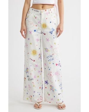 Kulani Kinis Printed Straight Leg Jeans - Multicolor