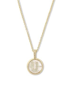 Melinda Maria Baby Love Letters Initial Pendant Necklace - Metallic