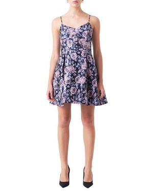 Endless Rose Floral Jacquard Minidress - Blue