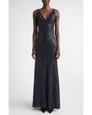 St. John Metallic Shimmer Gown - Blue