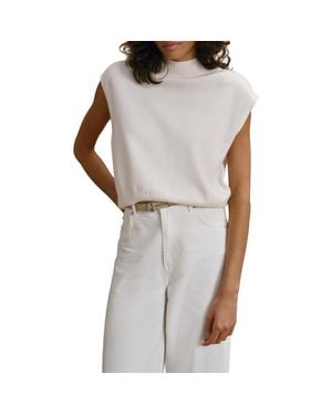 Mint Velvet Relaxed Mock Neck Knit Top - White