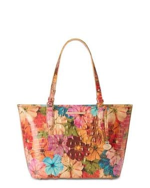 Brahmin Medium Asher Croc Embossed Leather Tote - Red